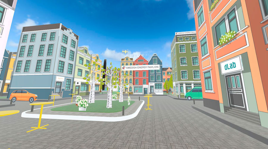 A street with houses and cars. Illustration.