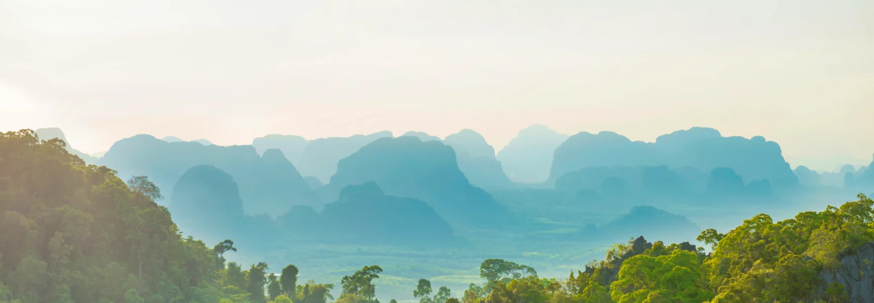 Mountains and sunset landscape in Thailand.